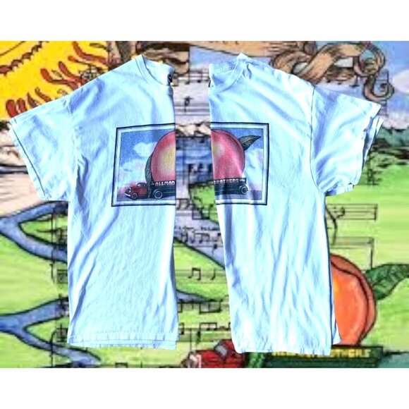 Vintage 90s Allman Brothers Eat Peach T Shirt XL Gildan White Brand Tee Concert - Picture 9 of 12